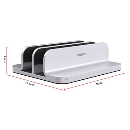 Double Aluminum Laptop Vertical Stand Organizer, Sturdy Notebook Computer Holder Stand Compatible with New Liquid Retina XDR Apple MacBook Air/Pro/Neo, Mac mini, Apple TV & iPad Pro - Silver - color: Silver