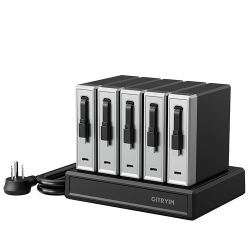 Gitryin Laptop Charging Station, 5 * 140W Retractable USB C Chargers, 10 Type C Ports with Cooling Power Strip, 700W Charging Hub