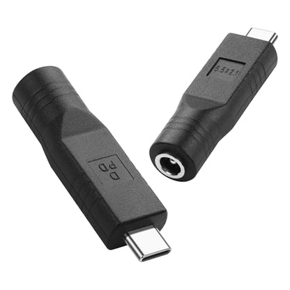USB C Male to DC Female Power Adapter Type-C to DC 5.5 x 2.1mm Female Converter Work with 20V/100W+ Type-C PD Source（2-Pack）