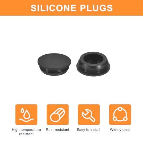 uxcell 25Pcs Silicone Plugs, Rubber Round Snap in Locking Hole Plugs for 14.5-15.5mm Hole, Hole Stoppers Waterproof Hole Plug for Metal Tube, Furniture End Caps Inserts, Black - size: 14.5-15.5mm