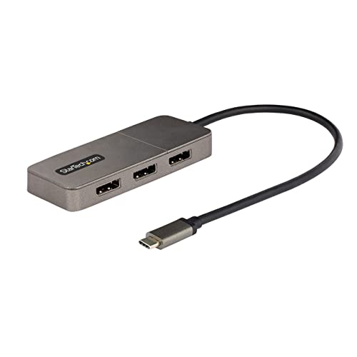 StarTech 3-Port USB-C MST Adapter, Triple 4K 60Hz DP, HDR, Windows, DSC | Laptop display extender, Triple 4K 60Hz, 2ch audio, HDCP 2.2, Extra-long built-in cable, Windows - size: 3 x DP 1.4