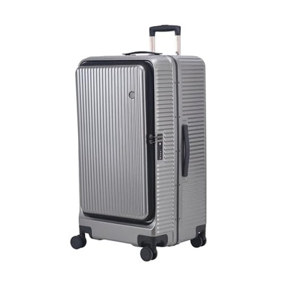 Kaleenie 29 Inch Aluminum Checked Luggage with Side Opening Zipper, Lightweight Hardshell ABS+PC Suitcase with TSA Lock, 360° Universal Wheels, Gray - color: Gray, size: 29 Inch
