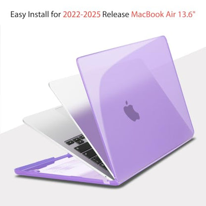 Teryeefi MacBook Air 13.6 Inch Case 2022 2024 2025 2026 Model A2681/A3113/A3240/A3449 with M2 M3 M4 M5 Chip, Hard Shell Cover with Keyboard Cover & USB 3.0 Adapter, Crystal Purple - color: Crystal Purple