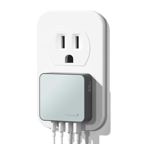 Nekmit 65W USB C Charger Block, 4 Port Flat Wall Charger with USB C and USB A, Multiport GaN Fast Charger for iPhone 16/15/14 Pro Max, iPad Pro, MacBook Pro/Air, AirPods, Galaxy and More, Blue - color: Blue
