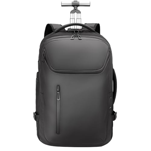 Large Rolling Backpack for Women&Men, 50L Travel Backpack with Wheels, Wheeled Backpack with USB C Port,TSA Lock Carry On for Travel, College, Teacher - color: Black-512