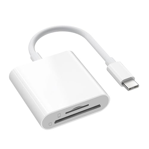 USB C SD Card Reader for iPhone 15 16/iPad/MacBook/Mac | USB Type C to SD Reader Supports SD and MicroSD Memory Card Adapter, Trail Camera Viewer Plug and Play -2 Slots - size: USB-C