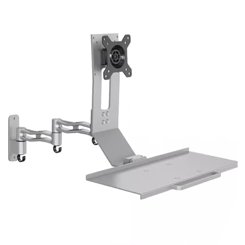 Eujgoov Ergonomic Adjustable Aluminum Alloy Computer Screen Mount with Keyboard Tray for Cleaner and Organized Workspace, Articulating Arm