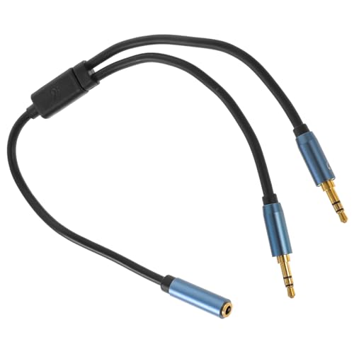 Y Splitter Cable Headset Jack Adapter Cord with Strain-Relief Rings and Label Stereo Earphone Splitter for Audio and Microphone Input Compatible with Laptops and Smartphones