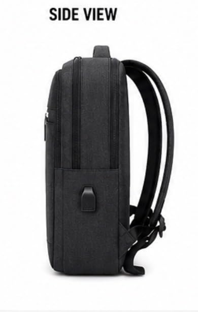 Modern Business Laptop Backpack with USB Charging Port, Black Water-Resistant Material, Front Zip Pocket, Minimalist Design