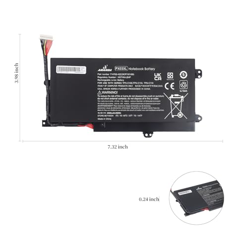 PX03XL PXO3XL 715050-001 Battery for HP Envy 14 Touchsmart M6 M6-K | 11.1V50Wh for HP Sleekbook M6-K125DX M6-K015DX M6-K025DX M6-K010DX M6-K022DX 14- K112NR 714762-1C1 TPN-C109 TPN-C110 TPN-C111 - size: 9.53*5.28*1.34 inch PX03XL