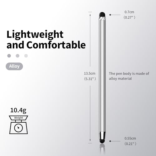 Stylus(10 PCS),Stylus Pen for Touchscreen,High Sensitivity & Precision | Universal Stylus,2-in-1 Rubber Tip,Thick and Thin Nibs,Touch Screens of iPhone/iPad/Android Tablets - color: 5PCS Silver & 5PCS Black