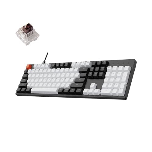 Keychron C2 Full Size 104 Keys Wired Mechanical Gaming Keyboard for Mac Layout, Gateron G Pro Brown Switch/White LED Backlight/Double Shot ABS Keycaps/USB C Computer Keyboard for Windows Laptop