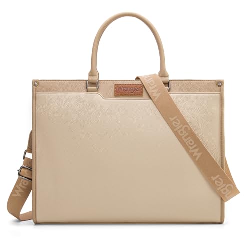 Wrangler Laptop Tote Bag for Women Western Style Work Crossbody Bag - color: Tan