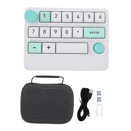 Asixxsix Number Pad, RGB 15 Keys Hot Swappable Wireless Numeric Keypad Macro Programmable Rechargeable Number Keypad with 3 Mode USB C 2.4G Bluetooth for Laptop Desktop Computer PC (White Green) - color: White Green