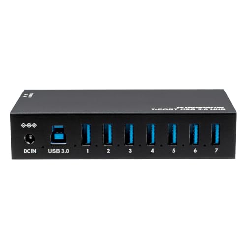 Kingwin 7-Port USB 3.0 Hub Offers 5Gbps speeds, Powered Expansion, and a Durable mountable Aluminum Design. Ideal for PC, Laptop, POS, and Server Racks. Plug & Play. - size: USB 7-PORT