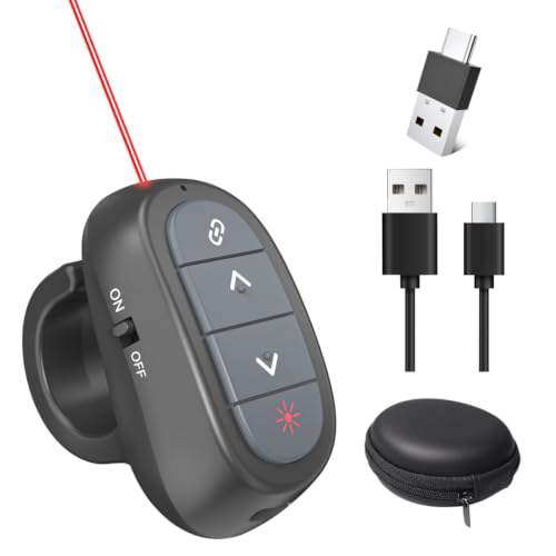 Ring-Style Presentation Clicker, Wireless Presenter Remote with USB Receiver（USB-A/C） | Hyperlink Control, Plug & Play, Carrying Case - size: Pro: USB A/C