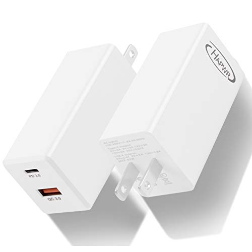 GaN Tech 65W Dual Port PD Wall Charger with 5ft USB C Cable for MacBook, Laptops, iPad Pro, iPhone 12, Galaxy, Pixel and More (White) - color: White