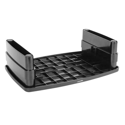 Amazon Basics Height Adjustable Monitor Stand Riser with Storage Organizer, 3-Level Stackable Design, Durable ABS Plastic, Supports up to 22lbs, for Monitors & Laptops, Black