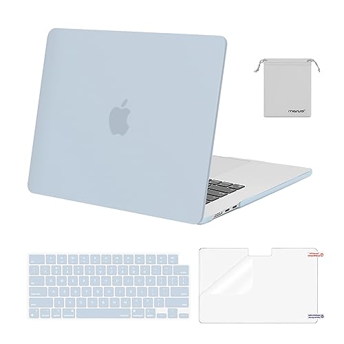 MOSISO Compatible with MacBook Air 15 inch Case M5 2026 M4 M3 M2 2025-2023 | A3448 A3241 A3114 A2941, Scratch-Resistant Protective Hard Shell Case&Keyboard Cover&ScreenFilm&Pouch, Baby Blue - color: Baby Blue