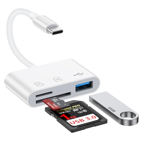 USB C SD Card Reader for iPhone 17e/17 Pro/17Pro Max/17/16/15 | 3 in 1 Type C Digital Camera Adapter Micro SD Memory Card Reader for Samsung, MacBook, iPad Pro, Chromebook, Camera