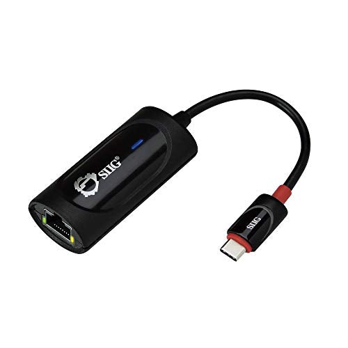SIIG USB Type C to Gigabit Ethernet Adapter - 10/100/1000 Mbps LAN adapter for Windows and Mac Systems, Thunderbolt 3 (Black) | Add Gigabit Ethernet through USB-C; auto-negotiation supports compatible network speeds.