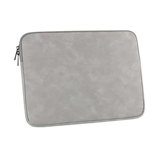 Megoo 15" Laptop Sleeve Case Soft PU Leather Carry Case(Light Gray) | Fit for Microsoft Surface Laptop 8/7/6/5/4 15.6", and Most 15"-16" Samsung/HP/Dell/Lenovo Notebook Chromebook Computers - color: Light Gray, size: 15~16inches