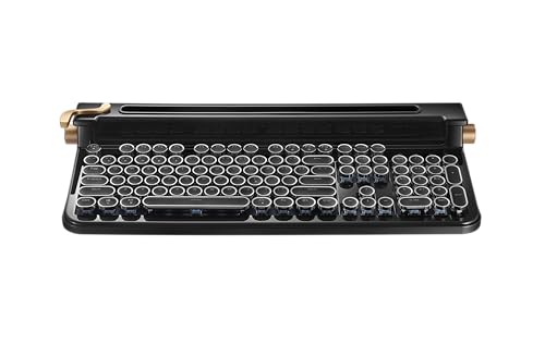 FINEDAY Keyboard 2.0 Plus, 2.4G Wireless & Bluetooth, 104 Keys, Blue Switch, 5000mAh, Retro Mechanical Keyboard with Korean/English Keycaps for PC/Mac/Phone (Korean Keycaps) - style: Korean Keycaps