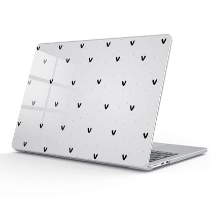 for MacBook Air 13.6 Inch Case M5/M4/M3/M2 2026-2022 Release A3449 A3240 A3113 A2681 Cute Black Polka Dot Heart Design Crystal Clear Girly Case Laptop Protective Hard Shell Cover - color: Heart Polka Dot/Black