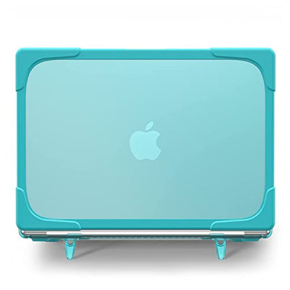 Batianda Heavy Duty Case for MacBook Pro 14 inch 2026-2021, Blue | Fits M5/M4/M3/M2/M1 Pro Max Chip, Ergonomic Foldable Stand Holds 22 lbs, Shockproof Bumper, Matte Translucent Hard Shell - color: Cyan