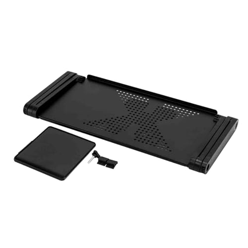 Portable Laptop Stand for Bed Lap Desk Lightweight Folding Bed Desk with Built-in Cooling Fans and Mouse Pad Tray 360-Degree Rotation Bed Table with Adjustable Height & Tilt for Bed, Table, Black
