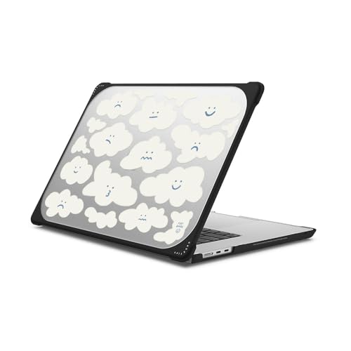 CASETiFY Bounce MacBook Air 15" (M2 - M5) Case [Enhanced Protective Corner Design/Ventilation Cutouts/Anti-Slip Grip] - Cute Clouds by Eggsdoodz - Clear Black - color: Cute Clouds by Eggsdoodz