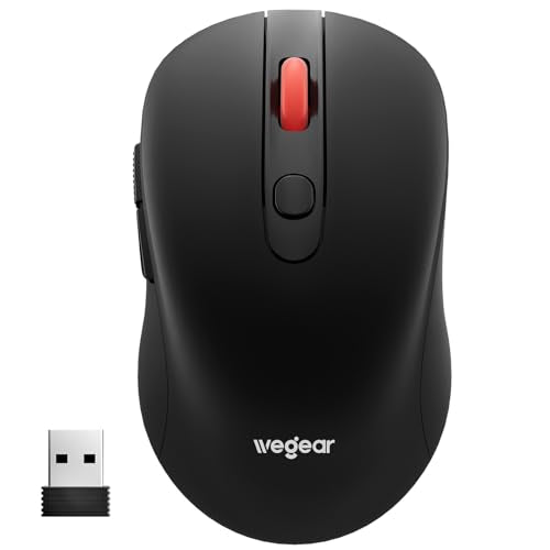 wegear USB Wireless Mouse for Laptop PC Mac, 2.4GHz Cordless Mouse-Black | Ergonomic Portable Optical Computer Mice with 6 Buttons, 5-Level Adjustable 4000 DPI,24-Month Battery Life - color: Black