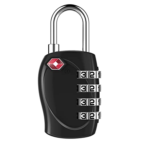 ZHEGE Suitcase Lock TSA Approved, 4 Digit Combination Luggage Lock (Black) | Resettable, for Backpack, Briefcase, Tent, Small Gym Locker Padlock - color: Black 1, size: 4 Digit Padlock