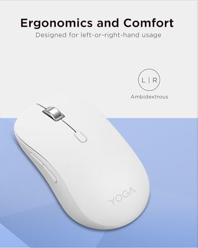 Lenovo Yoga Bluetooth Silent Mouse, 3 Level DPI Adjustment, 36 Month Battery Life, Bluetooth 5.3, 3 Device Paring, Whisper Quiet, Programmable Buttons, Smooth Finish, Seashell - color: Seashell