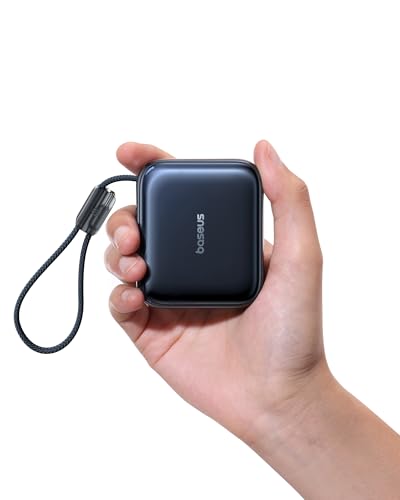 Baseus PicoGo AC22 Mini Power Bank, 10000mAh 45W PD Portable Charger Built-in USB-C Cable, Ultra Small Sized Battery Pack, Fast Charging Battery Bank for iPhone 17/16/15 Samsung S25/S24 Pixel 10 iPad - size: 10000mAh