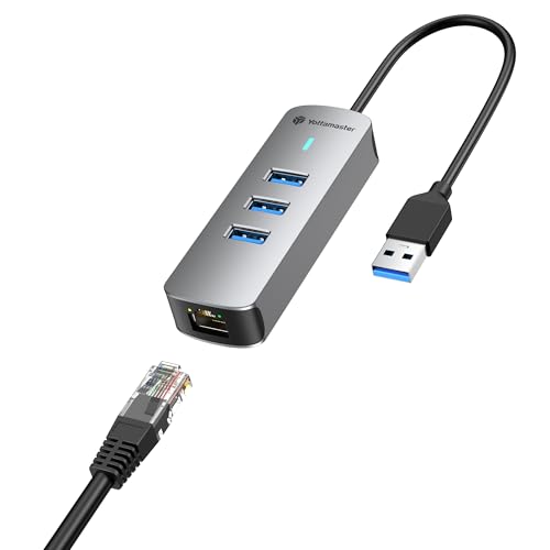 Yottamaster 4-in-1 USB A 3.0 Hub with Gigabit Ethernet – 3X USB-A 3.0 Ports, Aluminum LAN Converter, Plug and Play for MacBook Pro/Air, XPS, Windows, Mac OS, Linux, NAS - color: USB-A 1000Mbps