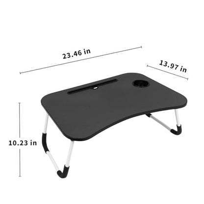 Portable Laptop Bed Desk, Foldable Laptop Table with Slot, 60 x 40 x 28 cm Foldable Legs, Ergonomic Design for Kitchen, Office, Bedroom, Sofa/Floor, Black