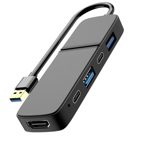 FAWETTY USB Hub 5 in 1 Multiport Adapter 1* HDMI, 2*Type C Data and Charging Port,1*USB 2.0 Ports, 1 USB 3.0 for MacBook Pro/Air, iPad Pro, iMac, iPhone 15 Pro/Pro Max, XPS, Thinkpad