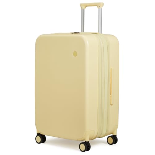 mixi 24 Inch Large Expandable Checked Luggage Suitcase with Spinner Wheels, Hardside Rolling Travel Suitcase PC with TSA Lock, Lark Yellow - color: Lark Yellow, size: 24in Expandable