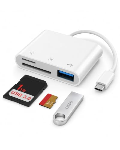 USB C SD Card Reader 3-in-1 High-Speed USB 3.0 Adapter | for Micro SD/TF Memory Cards, Work with MacBook Pro/Air, Pad, Android Phone, Tablet & Windows Laptop