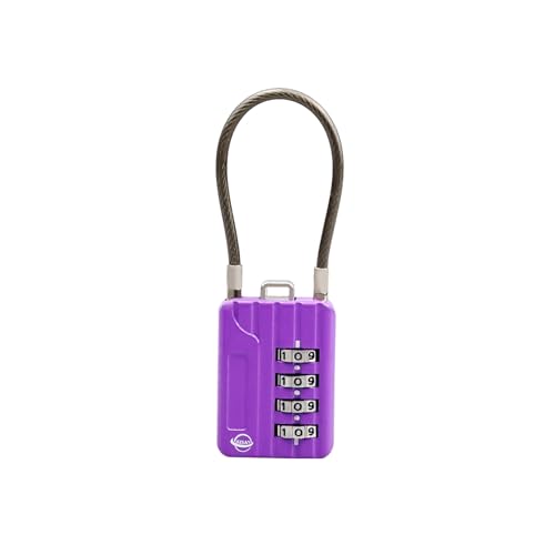 4 Digit Cable Combination Locks 4.7 inches Cable for School Gym Locker,Helmet,Filing Cabinets,Toolbox,Luggage Suitcase,knapsack,Cable 3mm Diameter,Purple - size: 12cm(4.7in)Cable Purple