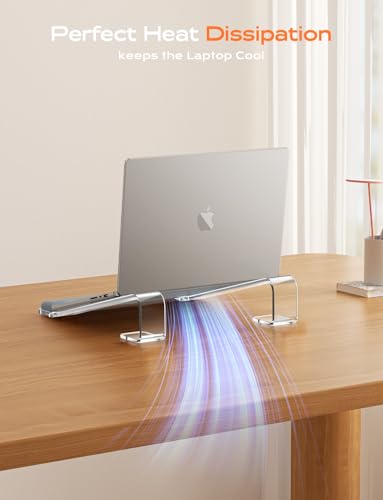 LOXP Acrylic Laptop Stand for Desk, Laptop Stand with Wrist Support | Removable Notebook Stand Ventilated Cooling Computer Riser Ergonomic Acrylic Lectern Mount Compatible with 10-17” Laptops - color: Acrylic Clear
