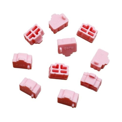 RJ45 dust Cover 100 PCS Ethernet Hub Port RJ45 Anti Dust Cover Cap Protector Plug Female Jack Connector Silicone Dustplug(Pink) - color: Pink