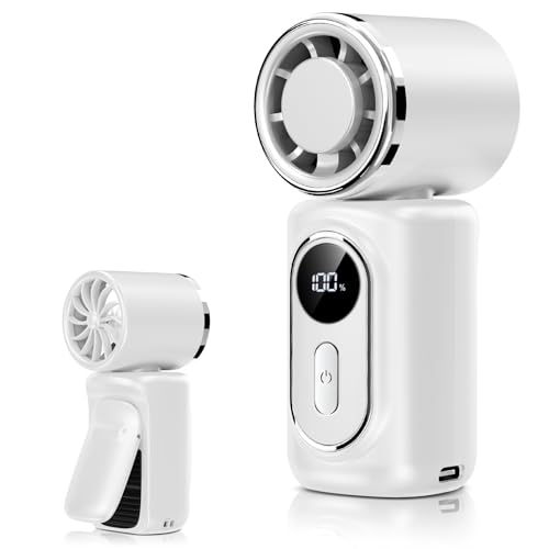 Portable Clip-On Mini Fan Handheld Turbo Fan with 100 Speeds 3000mAh | Rechargeable Stroller Fan Pocket Size USB Cooling Fan for Travel, Camping, Lash Tech & Office - color: White