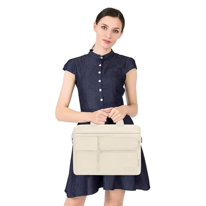 MOSISO Laptop Shoulder Bag 16 inch, 15-15.6 inch Computer Bag | Compatible with MacBook Pro 16 inch, HP, Dell, Lenovo with 2 Raised&1 Flapover&1 Horizontal Pocket&Handle&Belt, Sand - color: Sand, size: 16 inch
