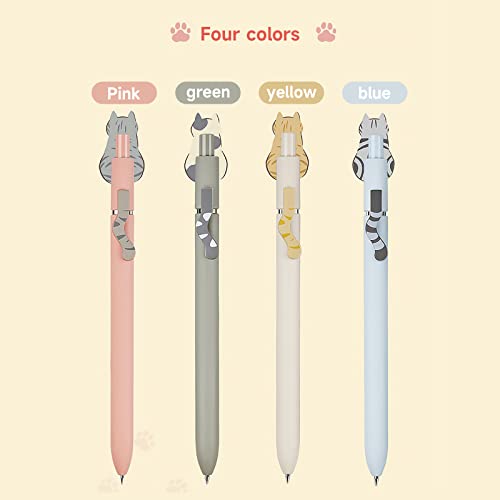 UIXJODO Cat Pens, 8 Pcs 0.5mm Cute Kawaii Black Ink Fine Point Smooth Writing, High-End Series Cat's Tail Retractable for Journaling Note Taking - color: 8 Pcs Cat
