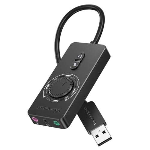 VENTION USB Sound Card, External Stereo Sound Card with Volume Control, USB to 3.5mm Jack Audio Adapter for Windows, Mac, PC, Laptop, Desktop, Headset, Switch and More