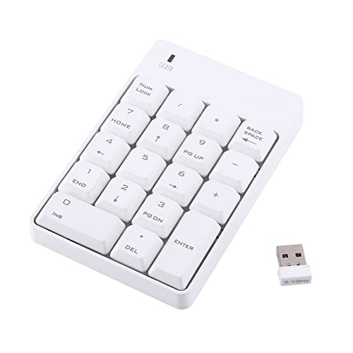 Number Pad,Wi Fi USB Numeric Keypad,18 Key Mini Transportable Data Entry Wide Variety Pad for Laptop Computer PcLaptop (White)
