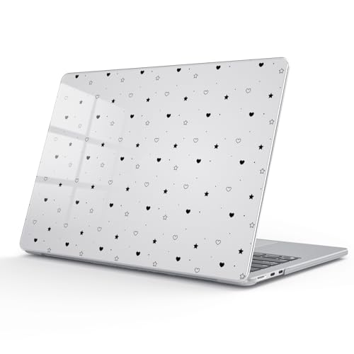 for MacBook Air 13.6 Inch Case M5/M4/M3/M2 2026-2022 Release A3449 A3240 A3113 A2681 Cute Kawaii Polka Dot Heart Design Crystal Clear Girly Case Laptop Protective Hard Shell Cover - color: Heart Polka Dot