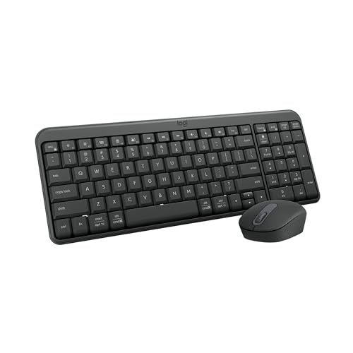 Logitech MK250 Bluetooth Wireless Keyboard and Mouse Combo - Graphite | Bluetooth connection only, compact keyboard with number pad, small ambidextrous M196 mouse with 3 non-customizable buttons - color: Graphite, style: Combo